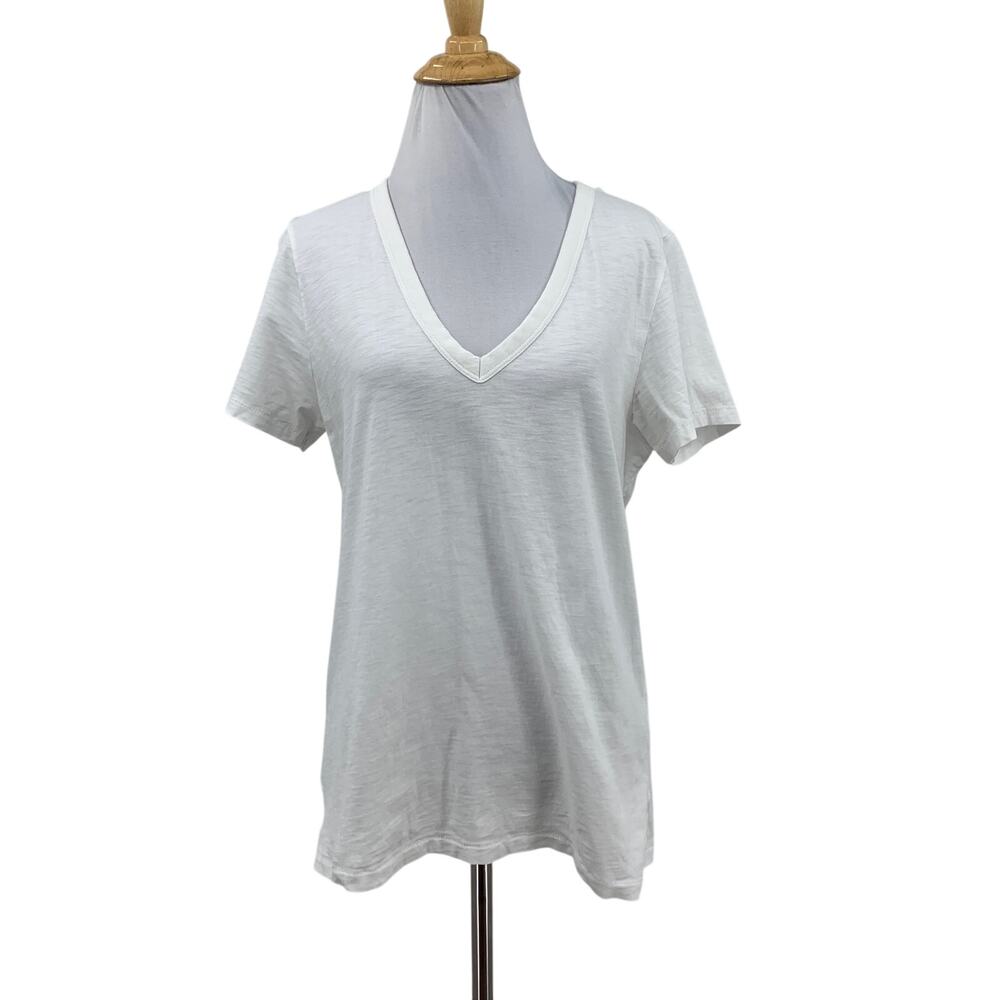 Rag & Bone Shirt Womens M Medium Slub V Neck Tee Bias Cut Rib Tailored Relaxed